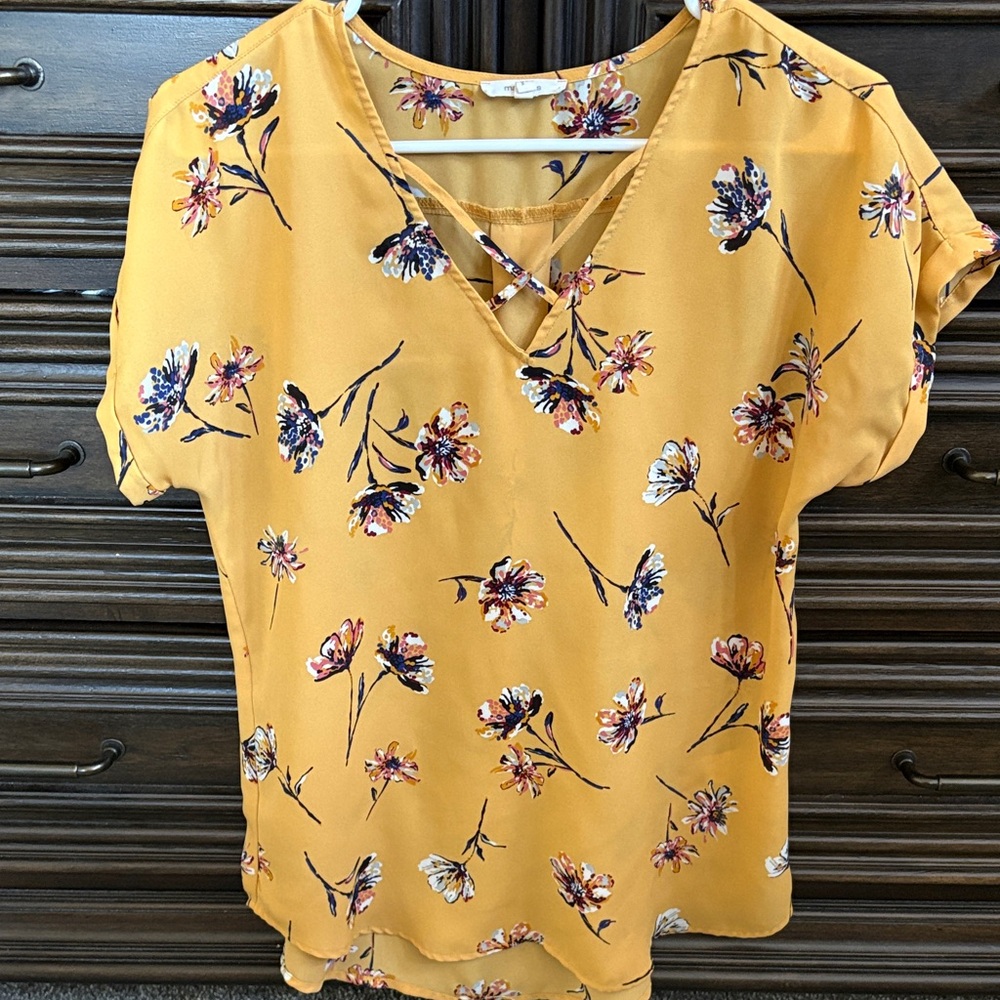 Maurices Mustard Floral Blouse